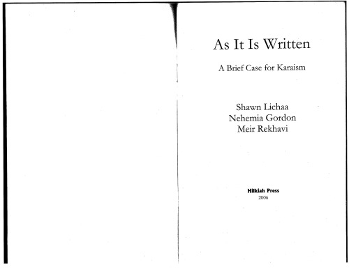 As It Is Written: A Brief Case for Karaism