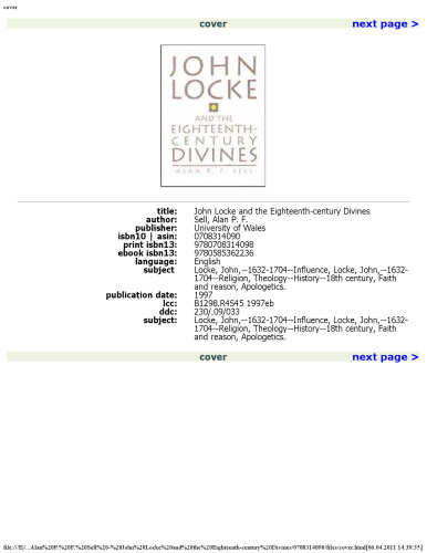 John Locke and the Eighteenth-Century Divines