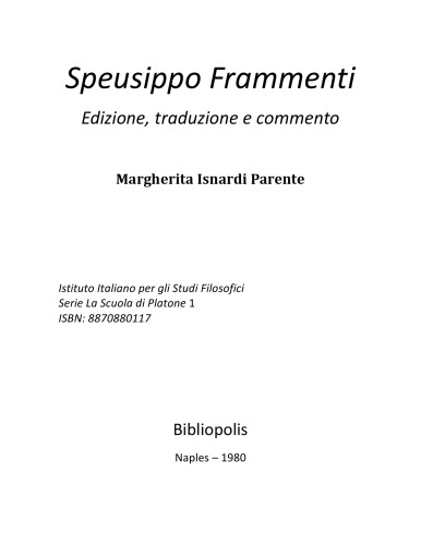 Frammenti. Edizione, traduzione, commento