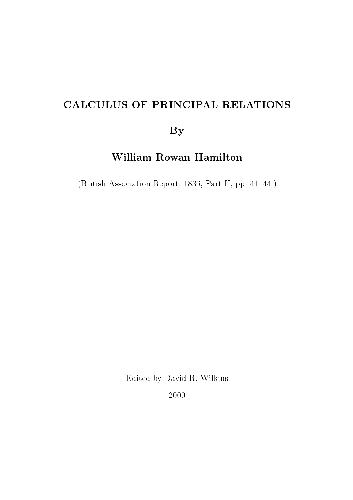 Calculus of Principal Relations