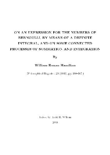 On an Expression for the Numbers of Bernoulli
