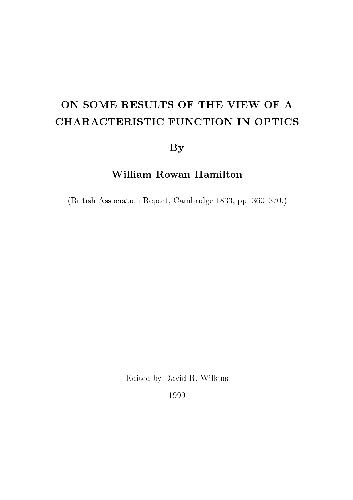 On Some Results of the View of Characteristic Function in Optics