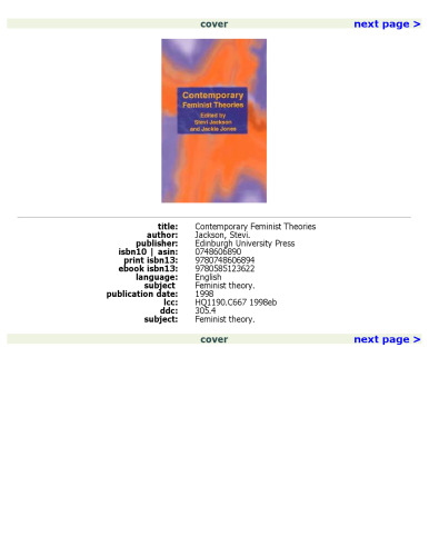 Contemporary Feminist Theories