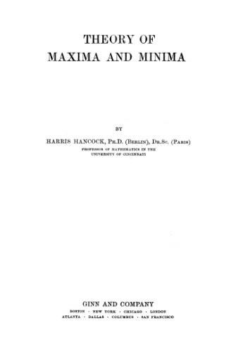 Theory of Maxima and Minima