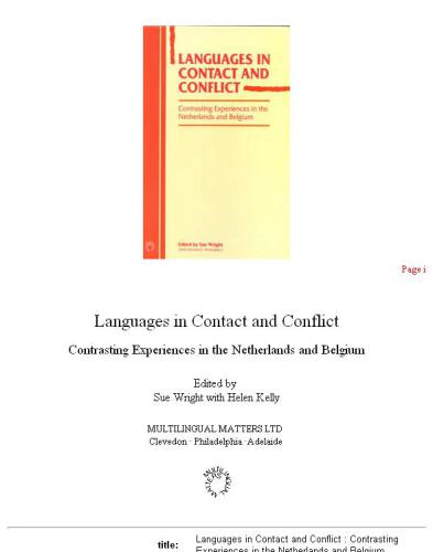 Languages in Contact and Conflict: Contrasting Experiences in the Netherlands and Belgium