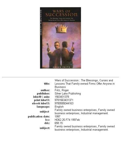 Wars of Succession: The Blessings, Curses and Lessons That Family-Owned Firms Offer Anyone in Business