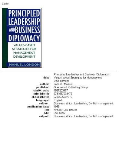 Principled Leadership and Business Diplomacy: Values-Based Strategies for Management Development