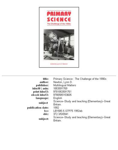 Primary Science: The Challenge of the 1990s