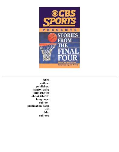 CBS Sports Presents : Stories From the Final Four