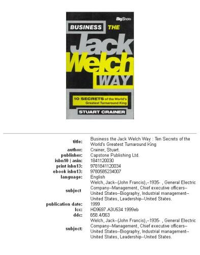 Business the Jack Welch Way: 10 Secrets of the Worlds Greatest Turnaround King (Bigshots)