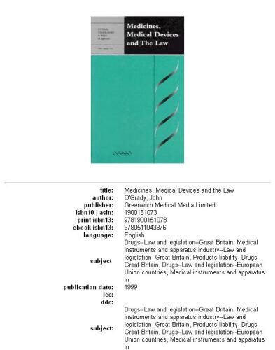 Medicine Medical Devices and the Law