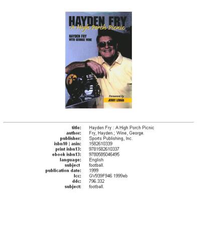 Hayden Fry: A High Porch Picnic