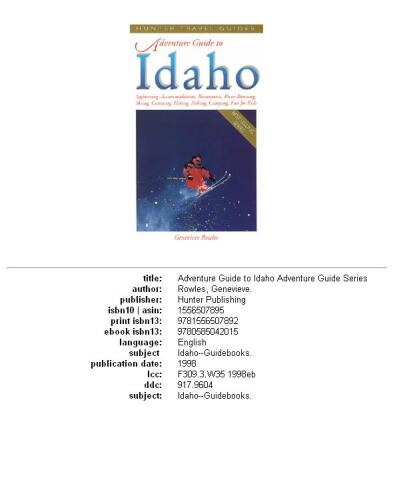 Adventure Guide to Idaho (Hunter Travel Guides)