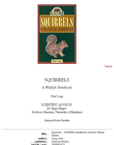 Squirrels: A Wildlife Handbook (Johnson Nature Series)