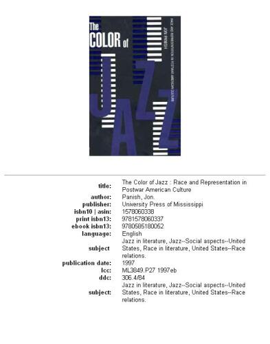 The Color of Jazz: Race and Representation in Postwar American Culture