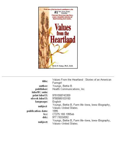 Values from the Heartland: Stories of an American Farmgirl