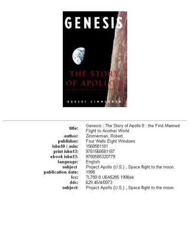 Genesis: The Story of Apollo 8: The First Manned Flight to Another World