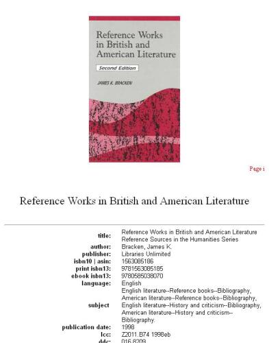 Reference Works in British and American Literature