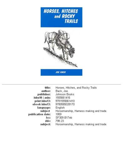 Horses, Hitches and Rocky Trails