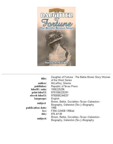 Daughter of Fortune: The Bettie Brown Story (Women of the West Series)