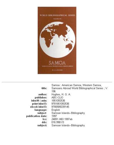 Samoa: (American Samoa, Western Samoa, Samoans Abroad)