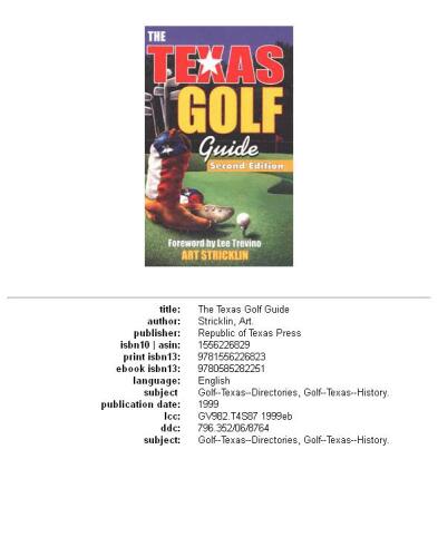 Texas Golf Guide, 2nd Edition