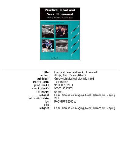 Practical Head and Neck Ultrasound (Greenwich Medical Media)
