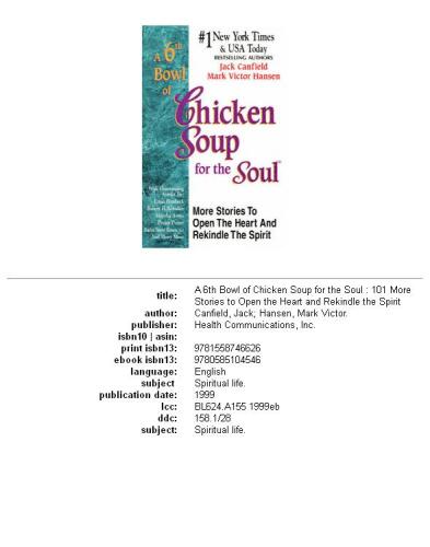 A 6th Bowl of Chicken Soup for the Soul: 101 More Stories to Open the Heart And Rekindle The Spirit