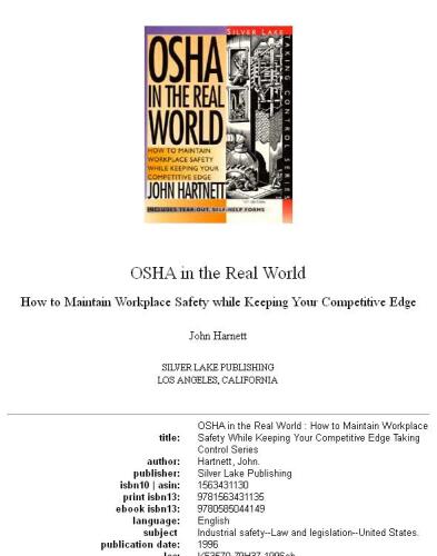 OSHA in the Real World : How to Maintain Workplace Safety While Keeping Your Competitive Edge (Taking Control Series)