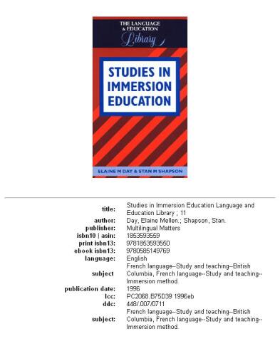 Studies in Immersion Education (The Language and Education Library, 11)