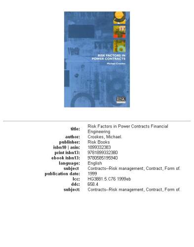 Risk Factors in Power Contracts