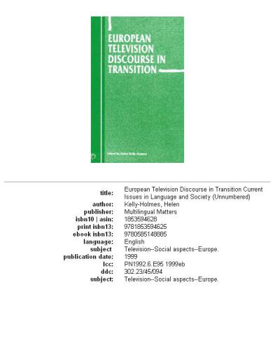 European Television Discourse in Transition
