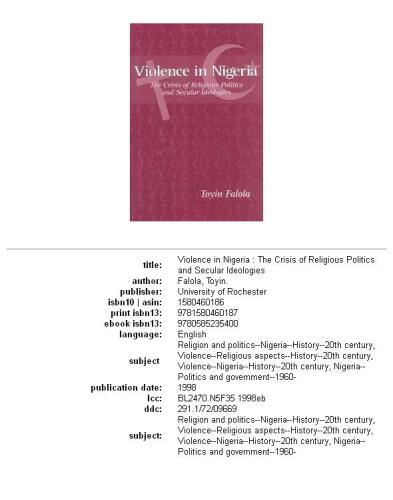 Violence in Nigeria: The Crisis of Religious Politics and Secular Ideologies