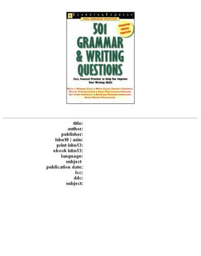 501 Grammar and Writing Questions, 1st Edition (Learningexpress Skill Builders Practice)