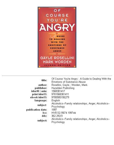 Of Course You're Angry: A Guide to Dealing with the Emotions of Substance Abuse
