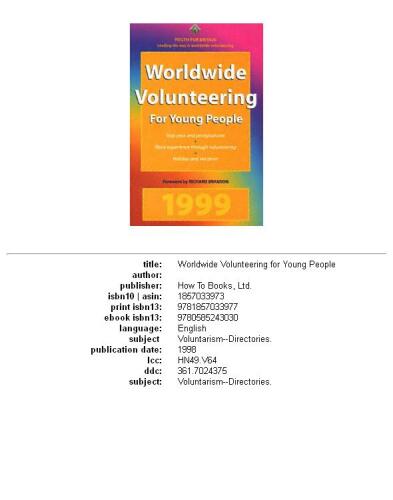 Worldwide Volunteering for Young People: In Association With Youth for Britain (How to)