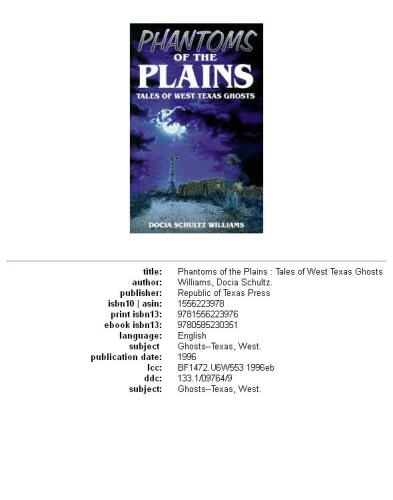Phantoms of The Plains: Tales of West Texas Ghosts