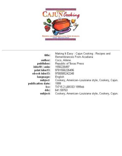 Making It Easy: Cajun Cooking (Making It Easy)