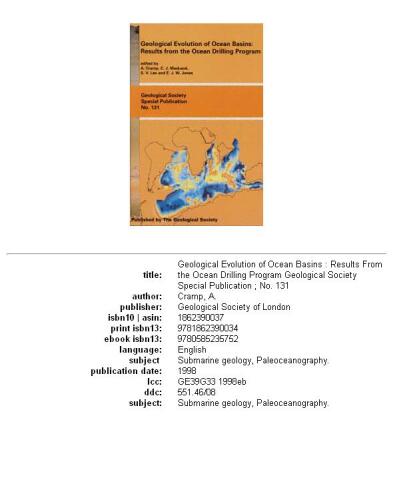 Geological Evolution of Ocean Basins: Results from the Ocean Drilling Program (Geological Society Special Publication, No. 131)