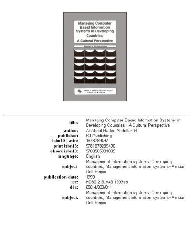 Managing Computer-Based Information Systems in Developing Countries: A Cultural Perspective