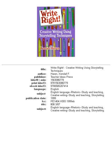 Write Right!: Creative Writing Using Storytelling Techniques