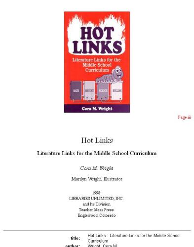 Hot Links: Literature Links for the Middle School Curriculum