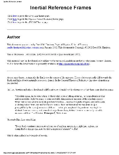 Inertial Reference Frames