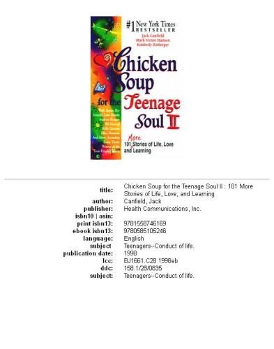 Chicken Soup for the Teenage Soul II (Chicken Soup for the Soul)