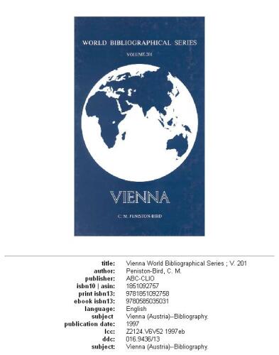 Vienna (World Bibliographical Series)