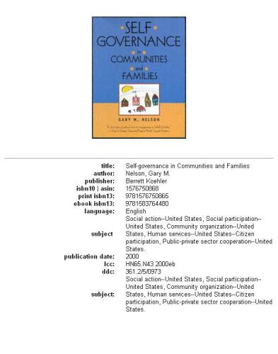 Self-Governance in Communities and Families