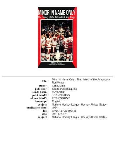 Minor in Name Only: The History of the Adirondack Red Wings