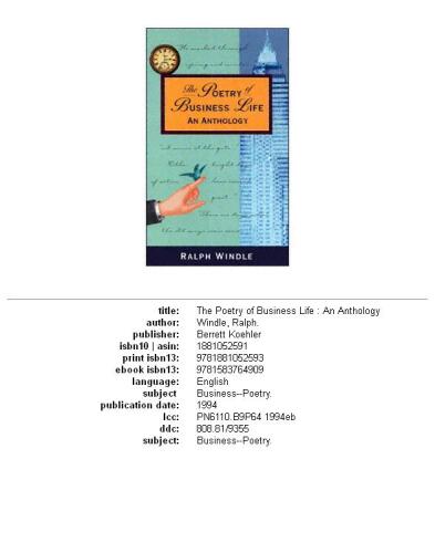 The Poetry of Business Life: An Anthology