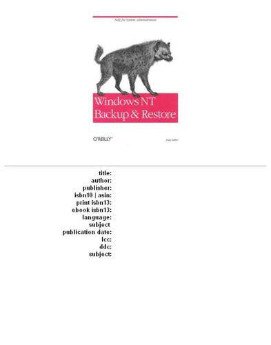 Windows NT Backup & Restore