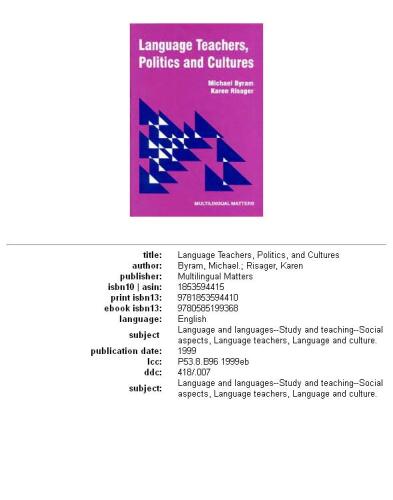 Language Teachers, Politics and Cultures